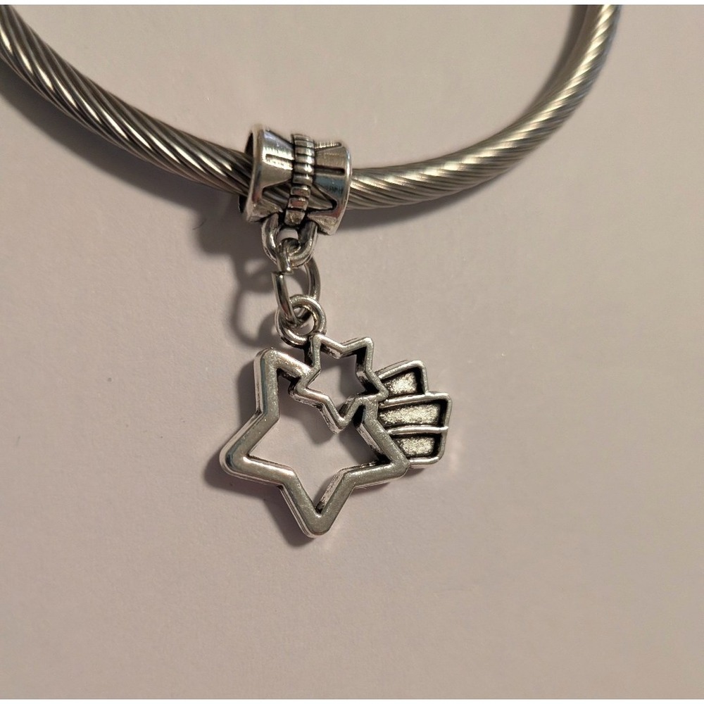 Silver Shooting Star Dangle Charm for European‎ Bracelets Celestial Jewelry